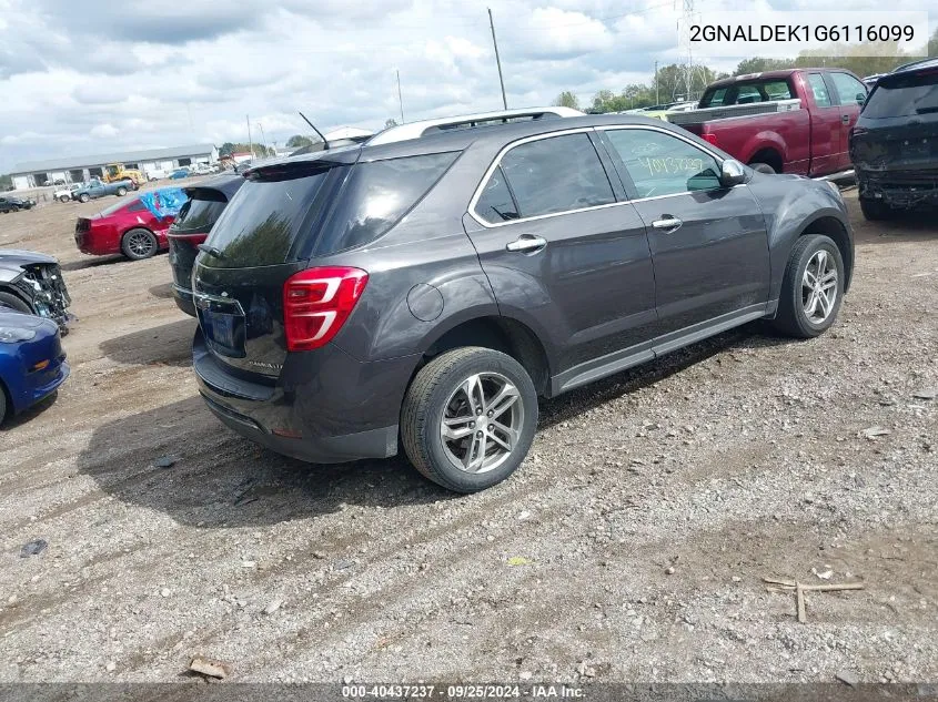 2016 Chevrolet Equinox Ltz VIN: 2GNALDEK1G6116099 Lot: 40437237