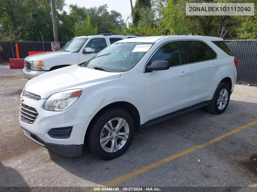 2016 Chevrolet Equinox Ls VIN: 2GNALBEK1G1112040 Lot: 40446199