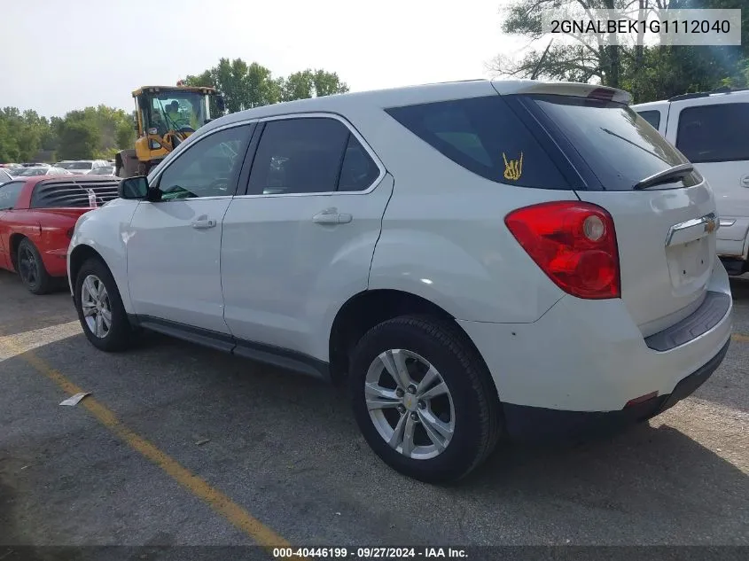 2016 Chevrolet Equinox Ls VIN: 2GNALBEK1G1112040 Lot: 40446199