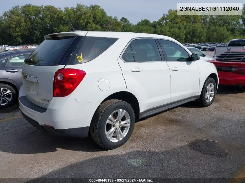 2016 Chevrolet Equinox Ls VIN: 2GNALBEK1G1112040 Lot: 40446199