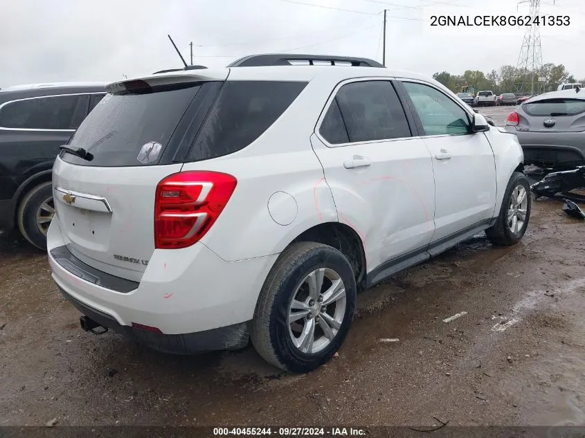 2016 Chevrolet Equinox Lt VIN: 2GNALCEK8G6241353 Lot: 40455244