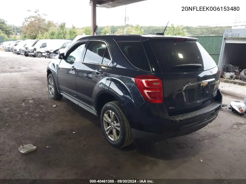 2016 Chevrolet Equinox Ls VIN: 2GNFLEEK0G6153480 Lot: 40461388