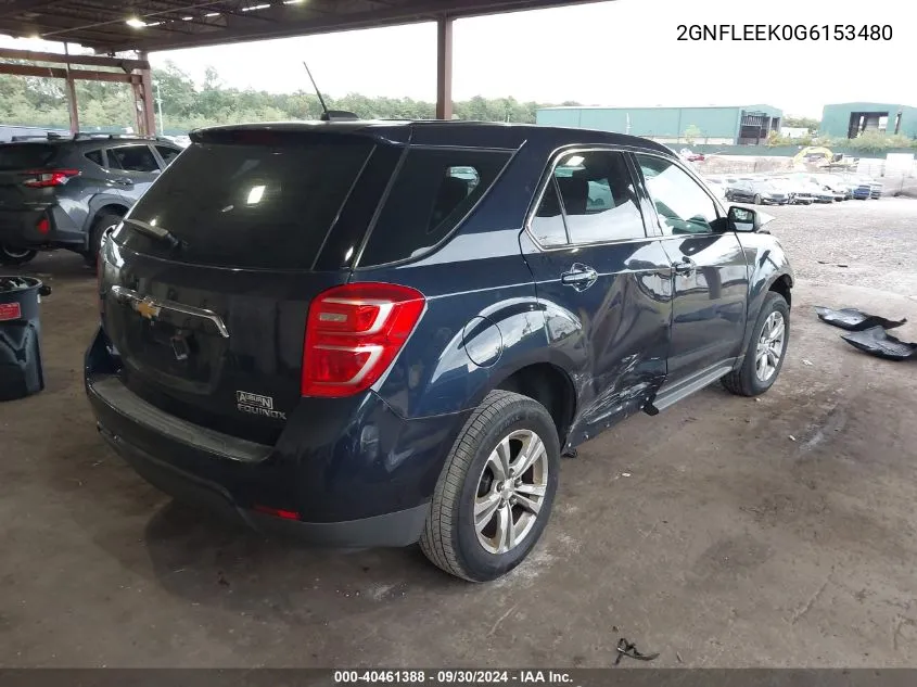 2016 Chevrolet Equinox Ls VIN: 2GNFLEEK0G6153480 Lot: 40461388