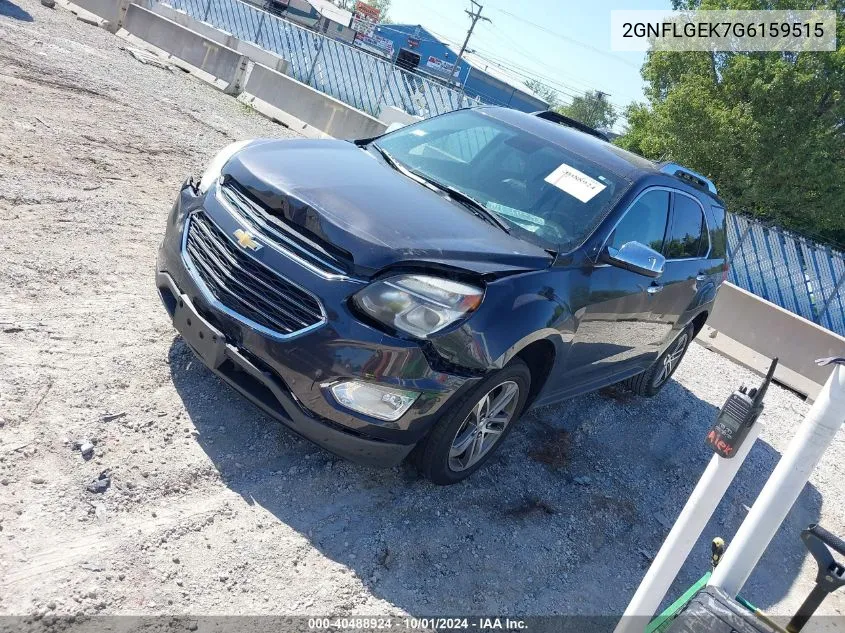 2016 Chevrolet Equinox Ltz VIN: 2GNFLGEK7G6159515 Lot: 40488924