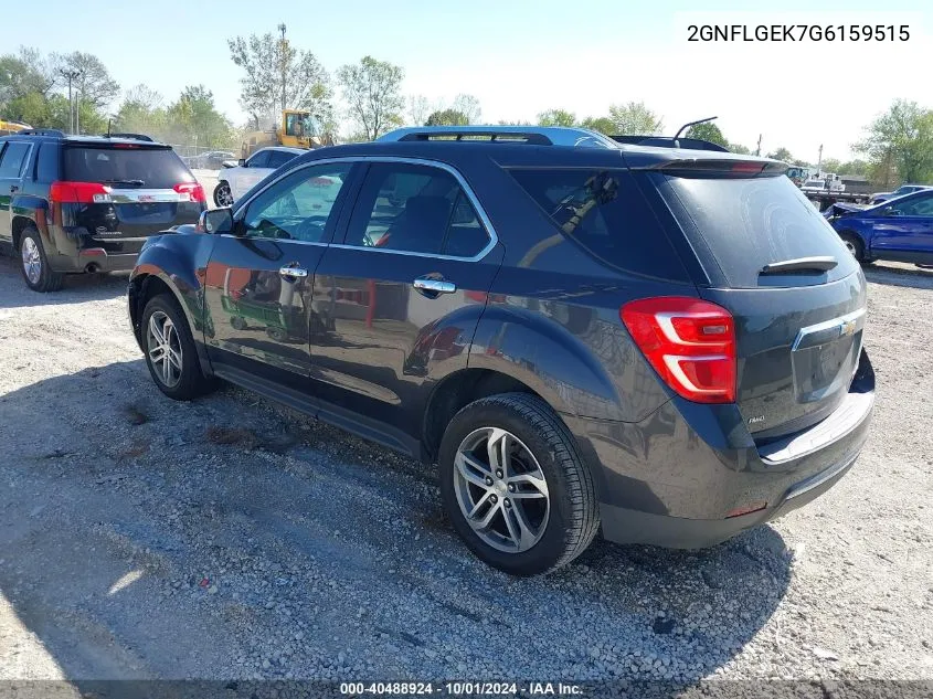 2016 Chevrolet Equinox Ltz VIN: 2GNFLGEK7G6159515 Lot: 40488924