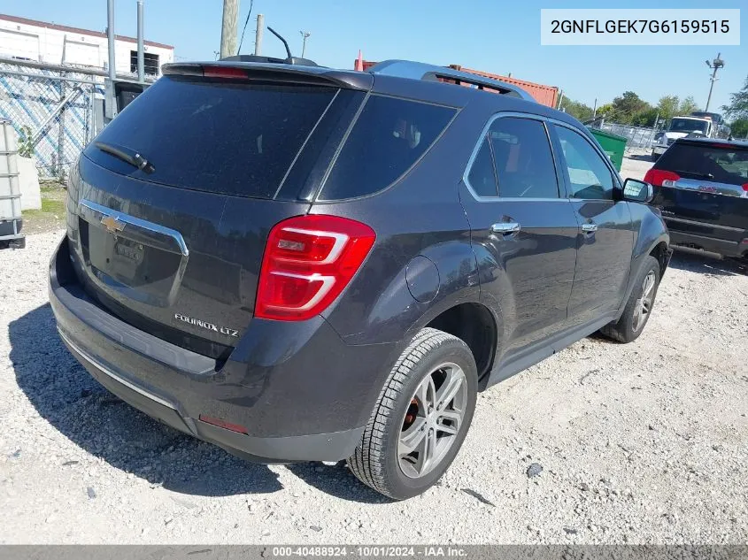 2016 Chevrolet Equinox Ltz VIN: 2GNFLGEK7G6159515 Lot: 40488924