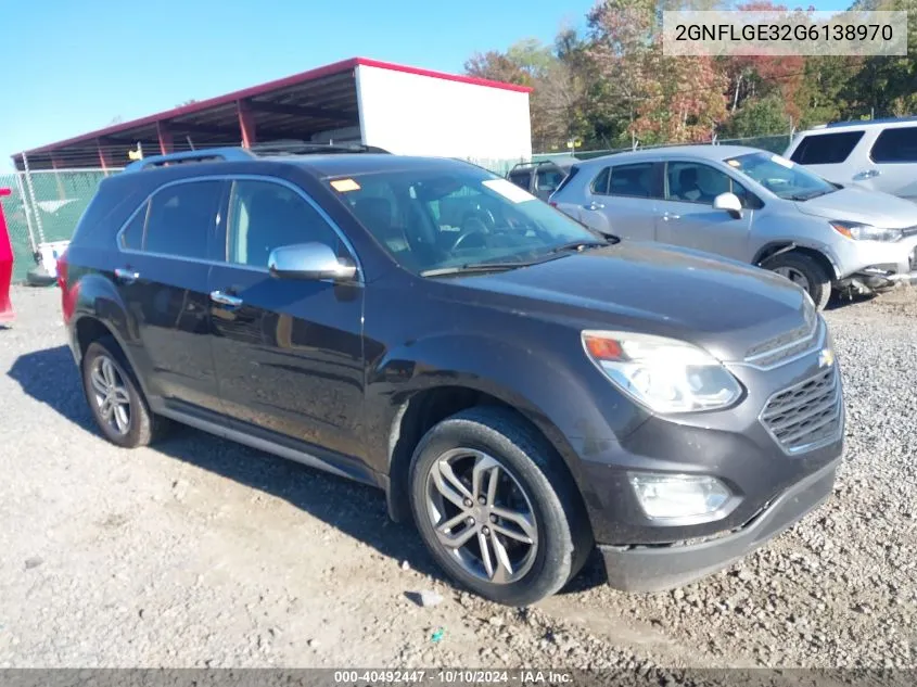 2016 Chevrolet Equinox Ltz VIN: 2GNFLGE32G6138970 Lot: 40492447