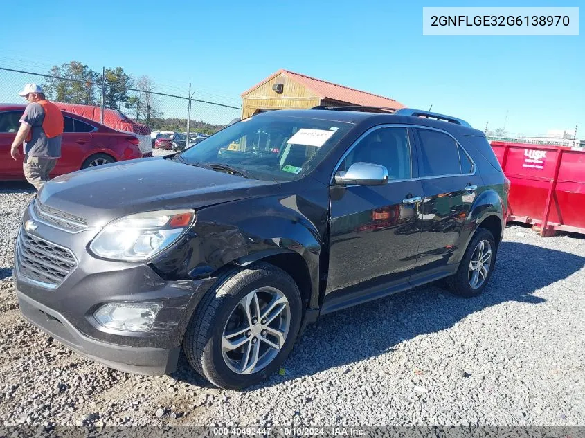 2016 Chevrolet Equinox Ltz VIN: 2GNFLGE32G6138970 Lot: 40492447