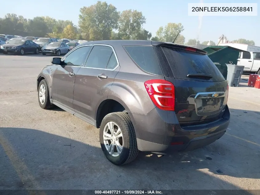 2016 Chevrolet Equinox Ls VIN: 2GNFLEEK5G6258841 Lot: 40497721