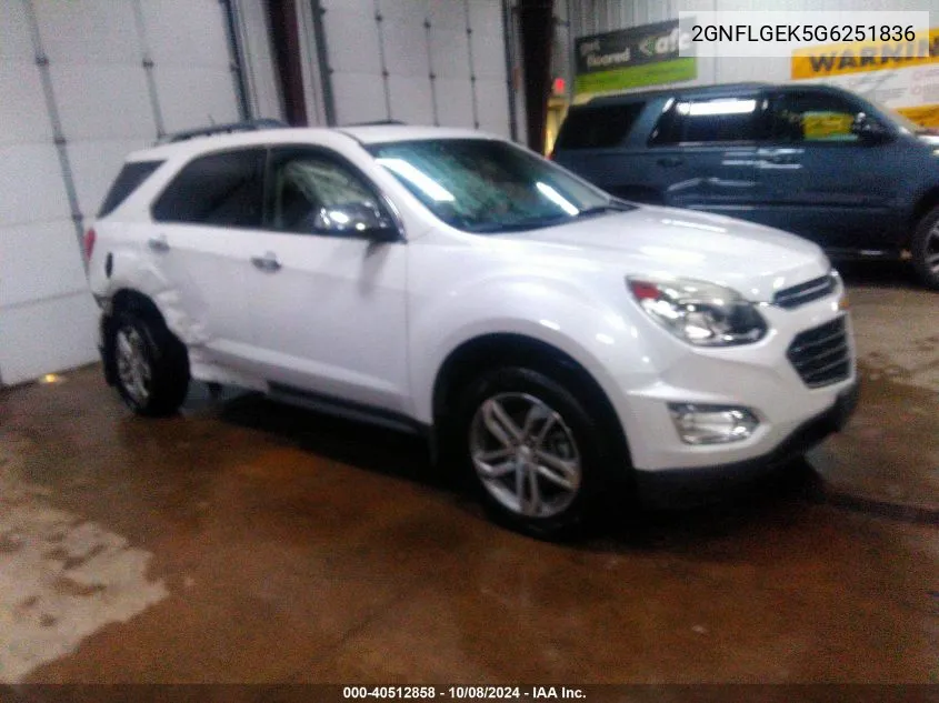 2016 Chevrolet Equinox Ltz VIN: 2GNFLGEK5G6251836 Lot: 40512858