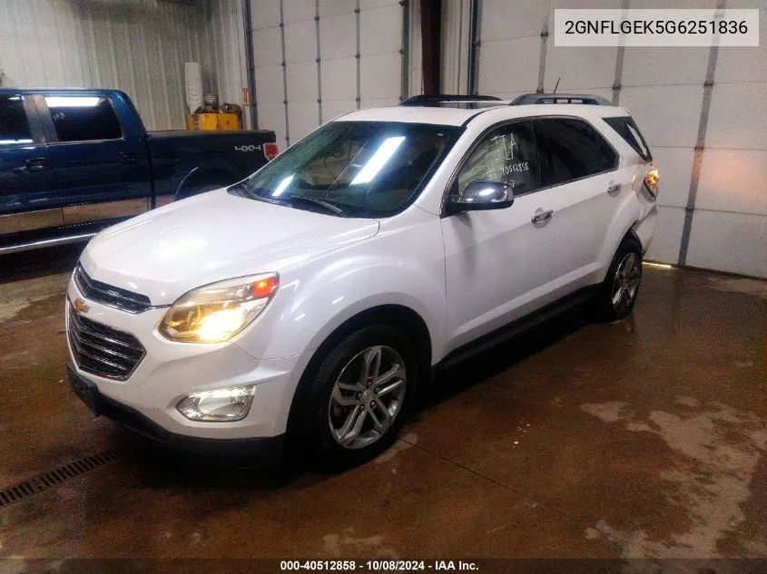 2016 Chevrolet Equinox Ltz VIN: 2GNFLGEK5G6251836 Lot: 40512858