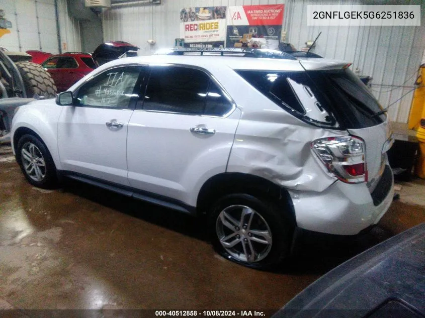 2016 Chevrolet Equinox Ltz VIN: 2GNFLGEK5G6251836 Lot: 40512858