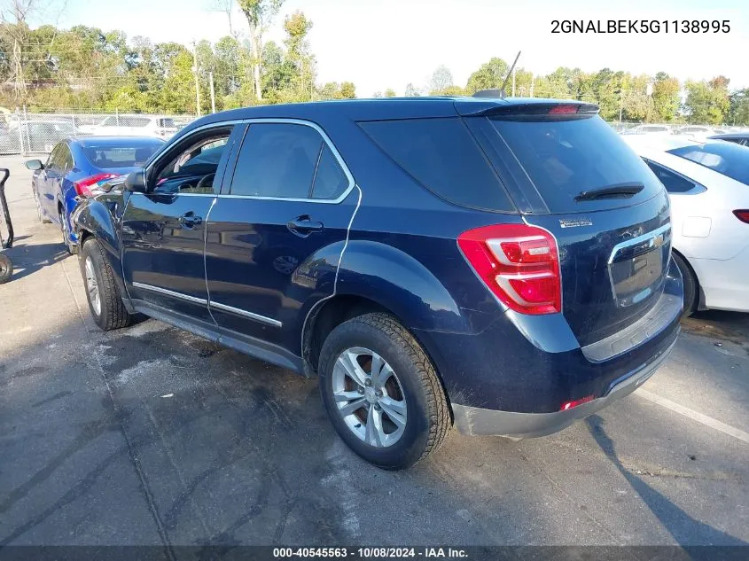 2016 Chevrolet Equinox Ls VIN: 2GNALBEK5G1138995 Lot: 40545563