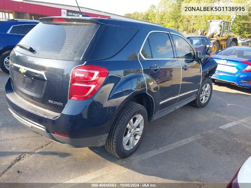 2016 Chevrolet Equinox Ls VIN: 2GNALBEK5G1138995 Lot: 40545563