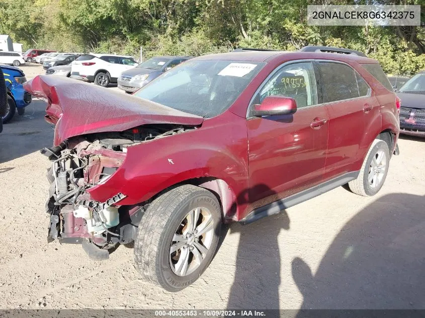 2016 Chevrolet Equinox Lt VIN: 2GNALCEK8G6342375 Lot: 40553453