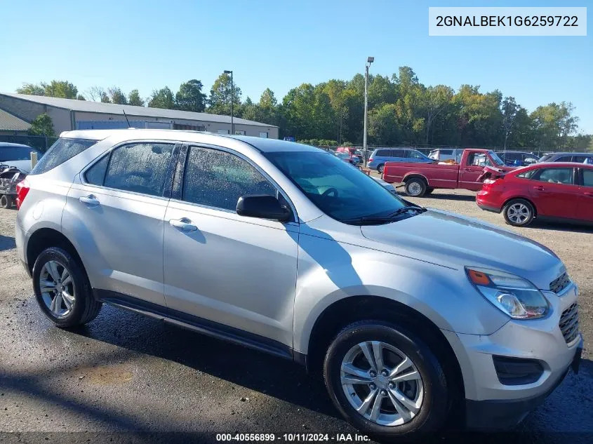 2016 Chevrolet Equinox Ls VIN: 2GNALBEK1G6259722 Lot: 40556899