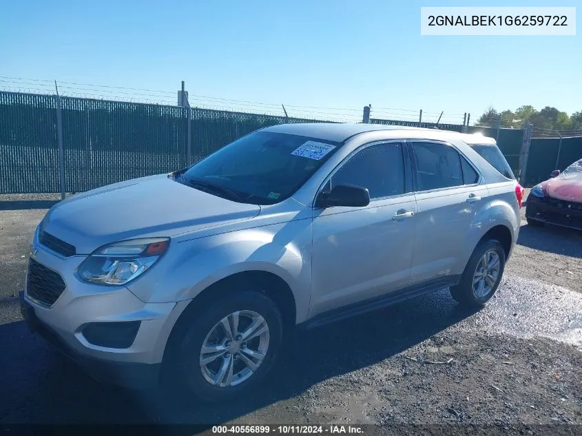 2016 Chevrolet Equinox Ls VIN: 2GNALBEK1G6259722 Lot: 40556899