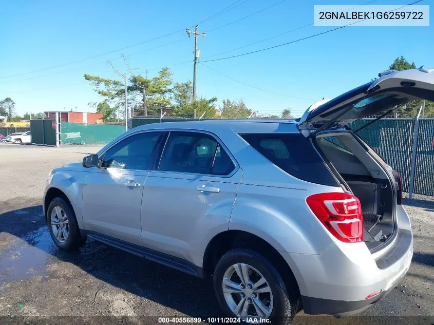 2016 Chevrolet Equinox Ls VIN: 2GNALBEK1G6259722 Lot: 40556899