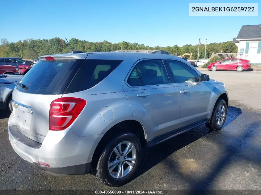 2016 Chevrolet Equinox Ls VIN: 2GNALBEK1G6259722 Lot: 40556899