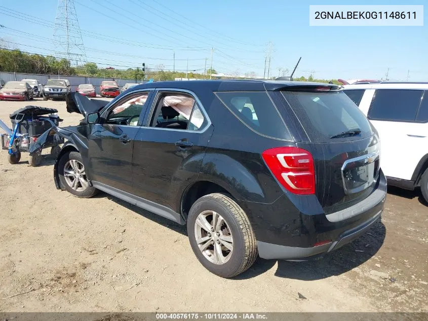 2016 Chevrolet Equinox Ls VIN: 2GNALBEK0G1148611 Lot: 40576175