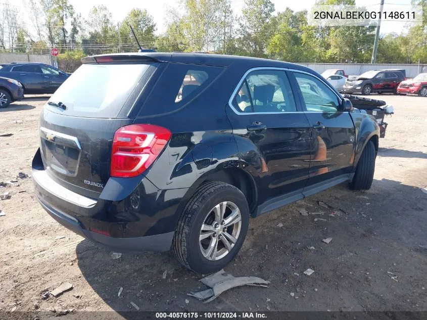 2016 Chevrolet Equinox Ls VIN: 2GNALBEK0G1148611 Lot: 40576175