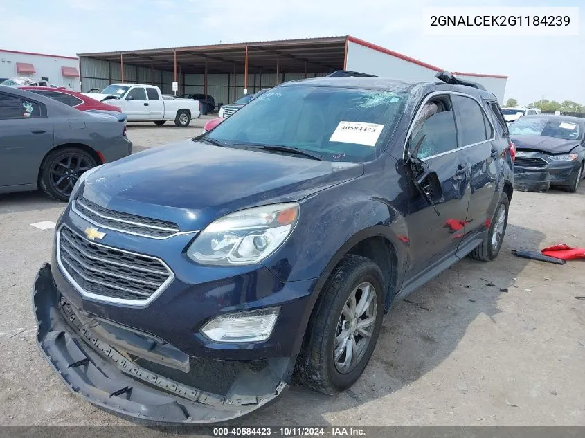 2016 Chevrolet Equinox Lt VIN: 2GNALCEK2G1184239 Lot: 40584423