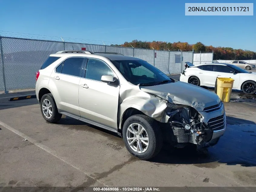 2016 Chevrolet Equinox Lt VIN: 2GNALCEK1G1111721 Lot: 40669086