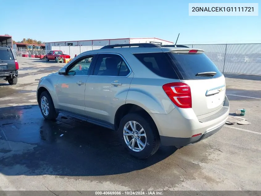 2016 Chevrolet Equinox Lt VIN: 2GNALCEK1G1111721 Lot: 40669086