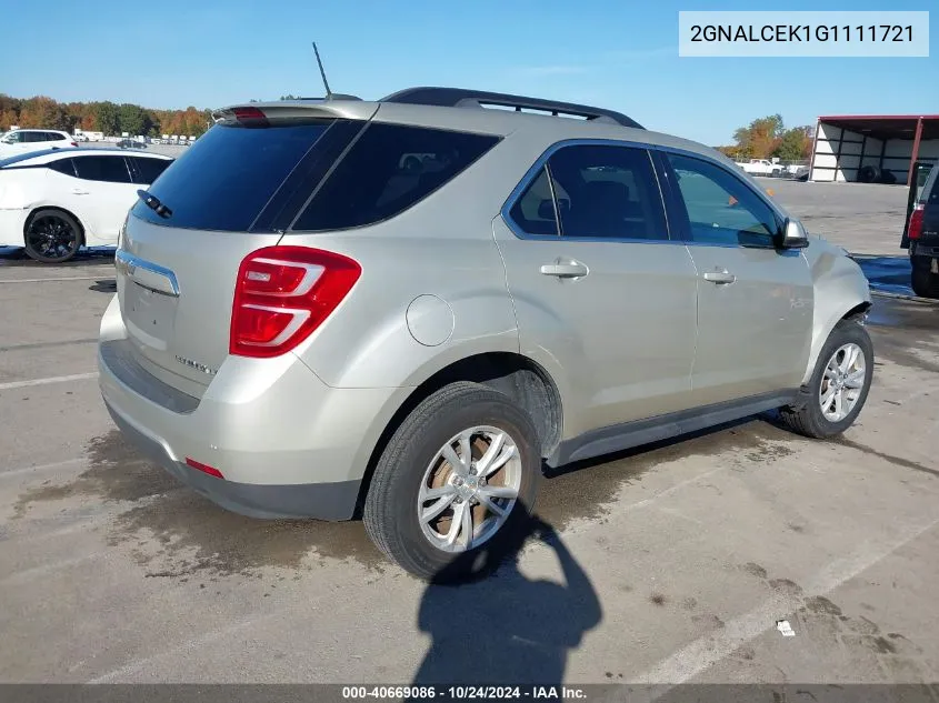 2016 Chevrolet Equinox Lt VIN: 2GNALCEK1G1111721 Lot: 40669086