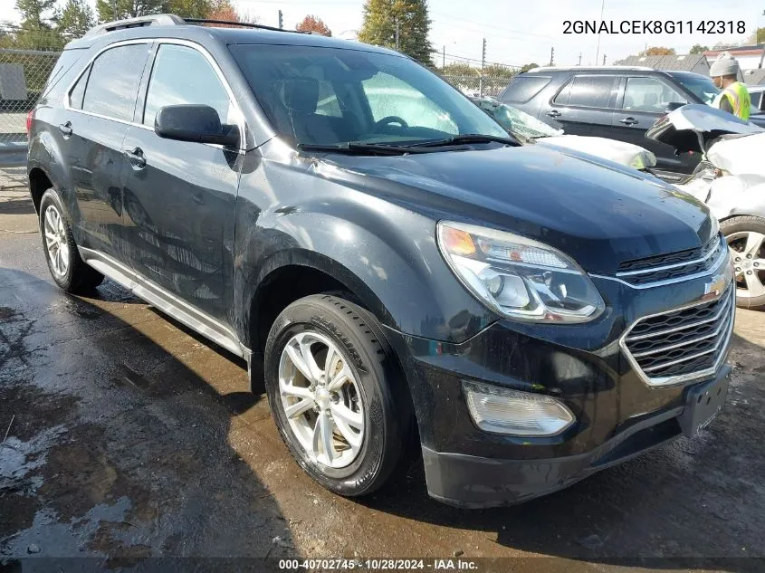 2016 Chevrolet Equinox Lt VIN: 2GNALCEK8G1142318 Lot: 40702745