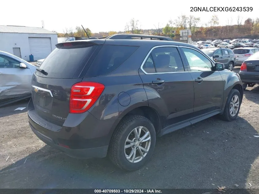 2016 Chevrolet Equinox Lt VIN: 2GNALCEKXG6243539 Lot: 40709503