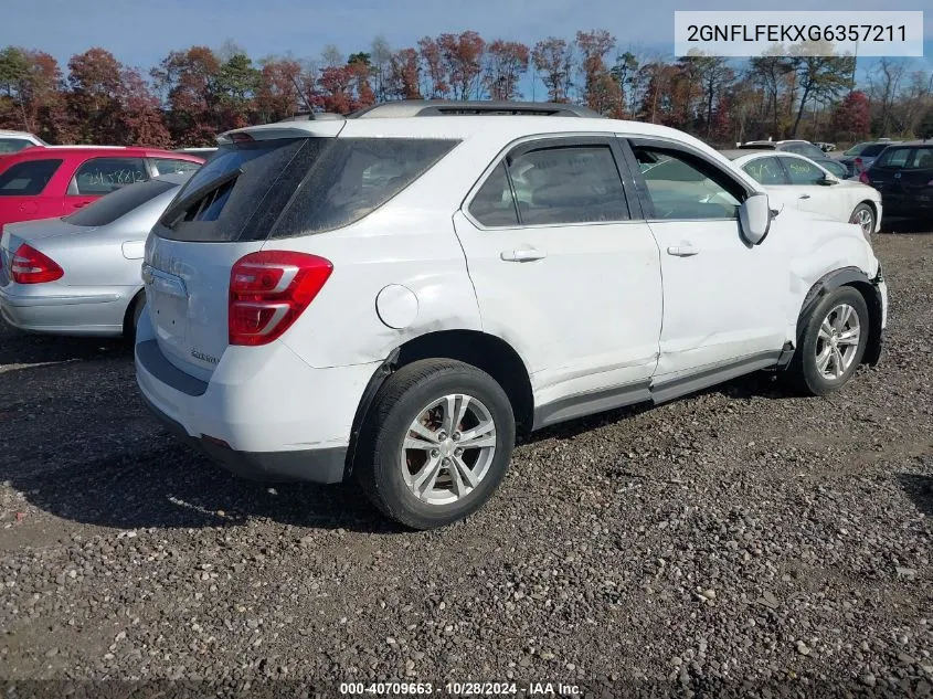 2016 Chevrolet Equinox Lt VIN: 2GNFLFEKXG6357211 Lot: 40709663