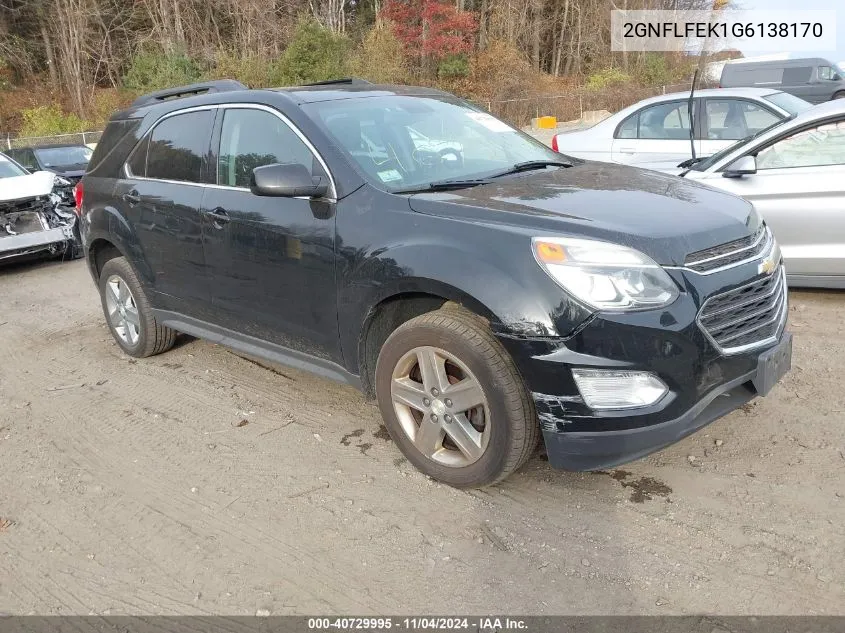 2016 Chevrolet Equinox Lt VIN: 2GNFLFEK1G6138170 Lot: 40729995