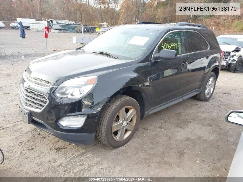 2016 Chevrolet Equinox Lt VIN: 2GNFLFEK1G6138170 Lot: 40729995