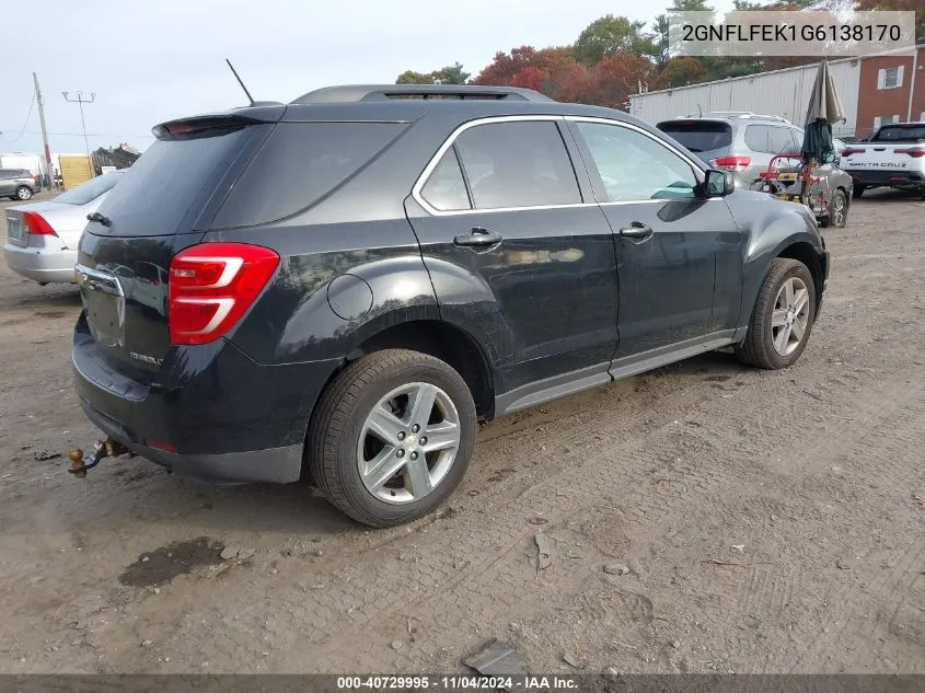 2016 Chevrolet Equinox Lt VIN: 2GNFLFEK1G6138170 Lot: 40729995