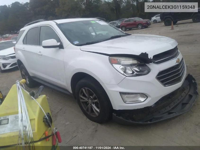 2016 Chevrolet Equinox Lt VIN: 2GNALCEK3G1159348 Lot: 40741187