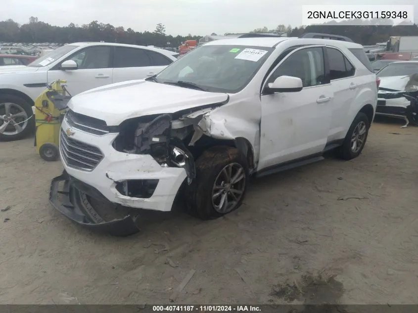 2016 Chevrolet Equinox Lt VIN: 2GNALCEK3G1159348 Lot: 40741187