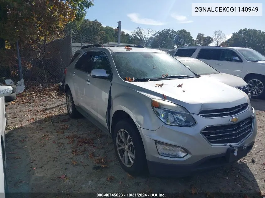 2016 Chevrolet Equinox Lt VIN: 2GNALCEK0G1140949 Lot: 40745023