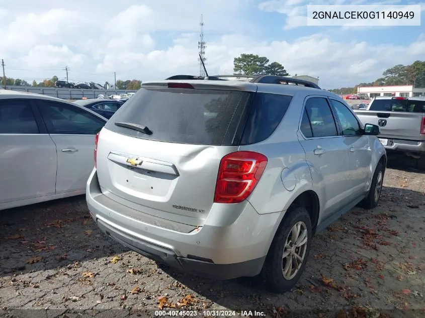 2016 Chevrolet Equinox Lt VIN: 2GNALCEK0G1140949 Lot: 40745023