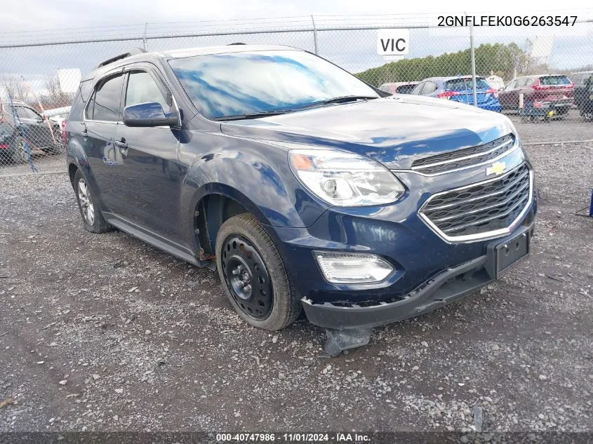 2016 Chevrolet Equinox Lt VIN: 2GNFLFEK0G6263547 Lot: 40747986