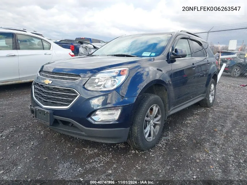 2016 Chevrolet Equinox Lt VIN: 2GNFLFEK0G6263547 Lot: 40747986