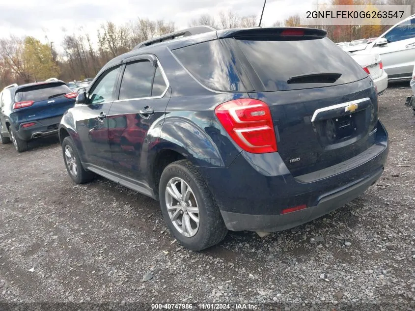 2016 Chevrolet Equinox Lt VIN: 2GNFLFEK0G6263547 Lot: 40747986