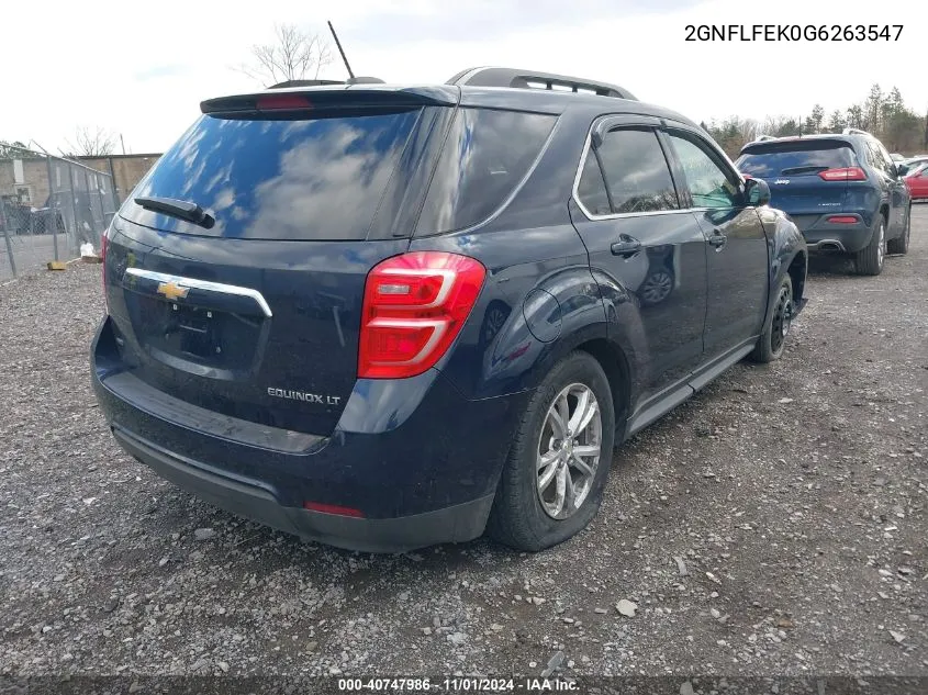 2016 Chevrolet Equinox Lt VIN: 2GNFLFEK0G6263547 Lot: 40747986