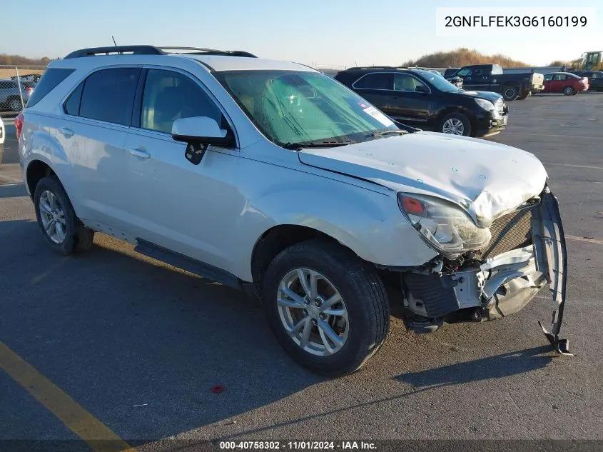 2016 Chevrolet Equinox Lt VIN: 2GNFLFEK3G6160199 Lot: 40758302