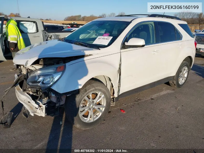 2016 Chevrolet Equinox Lt VIN: 2GNFLFEK3G6160199 Lot: 40758302