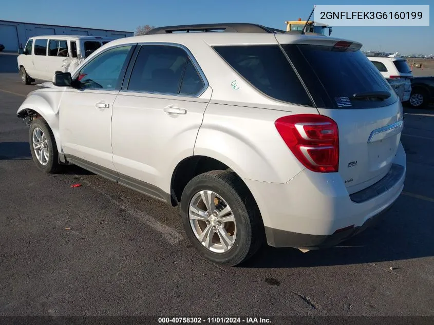 2016 Chevrolet Equinox Lt VIN: 2GNFLFEK3G6160199 Lot: 40758302