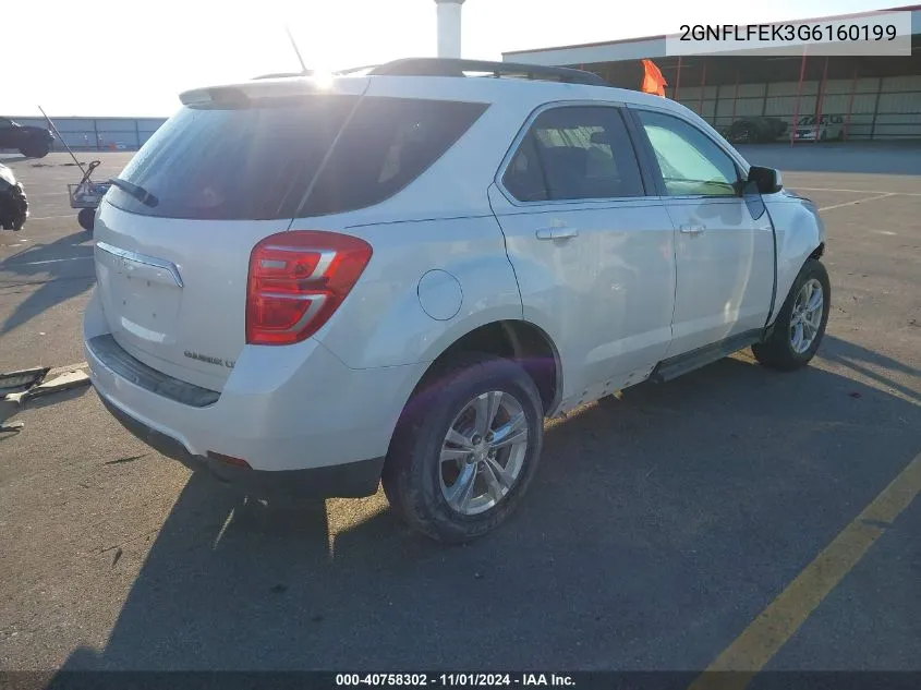 2016 Chevrolet Equinox Lt VIN: 2GNFLFEK3G6160199 Lot: 40758302