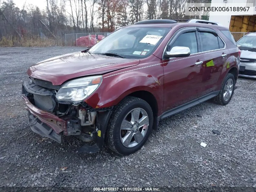 2016 Chevrolet Equinox Ltz VIN: 2GNFLGEK0G6188967 Lot: 40758937