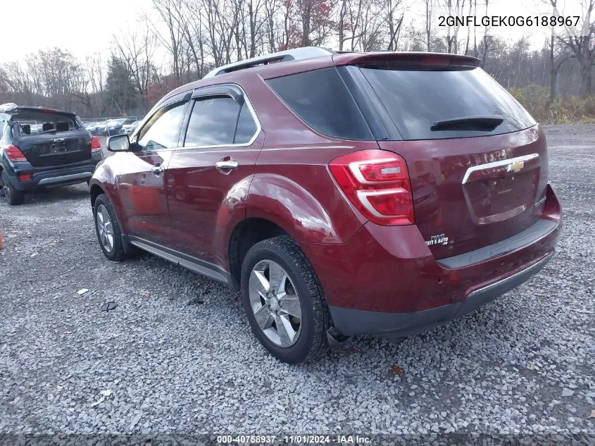 2016 Chevrolet Equinox Ltz VIN: 2GNFLGEK0G6188967 Lot: 40758937