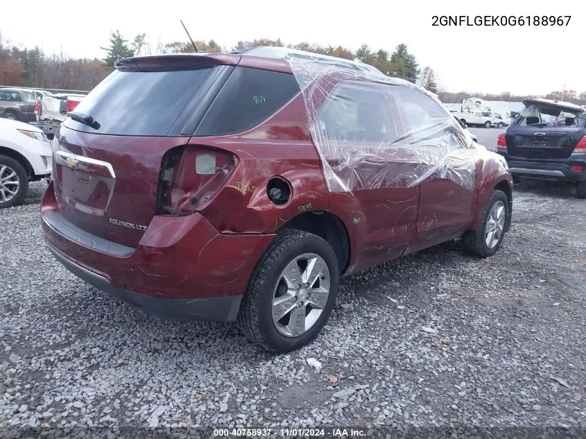 2016 Chevrolet Equinox Ltz VIN: 2GNFLGEK0G6188967 Lot: 40758937